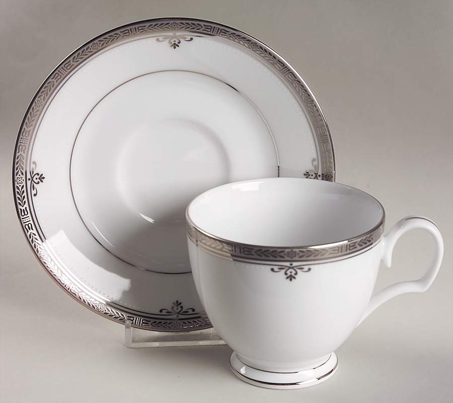 Buckingham Platinum Footed Cup & Saucer Set by Noritake-1