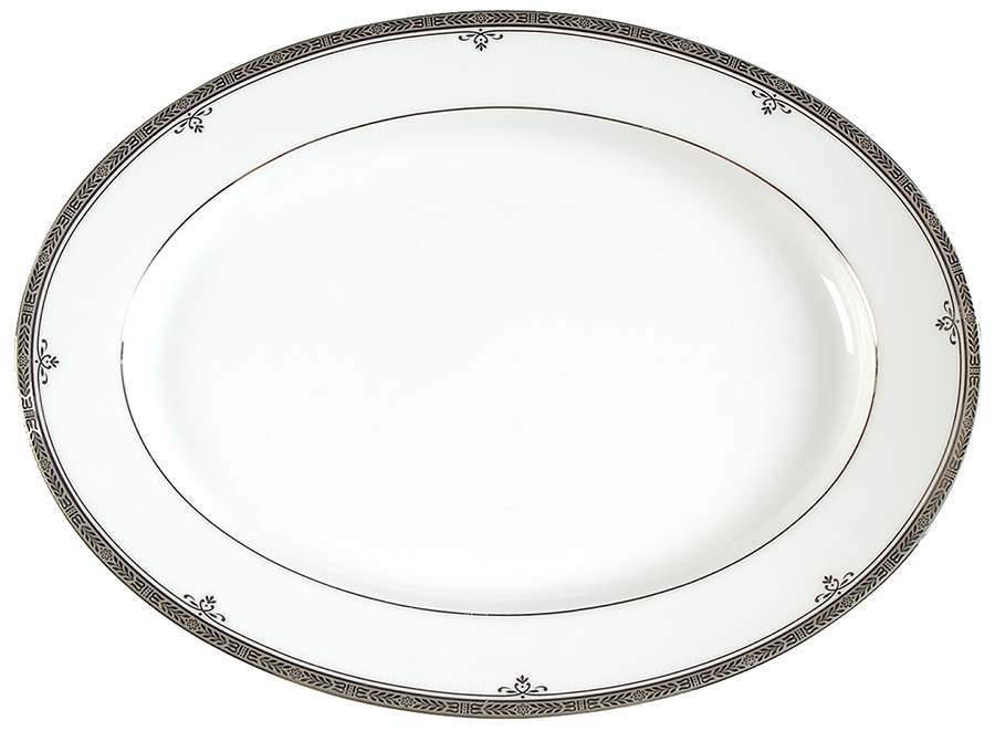 Buckingham Platinum 13" Oval Serving Platter by Noritake-1