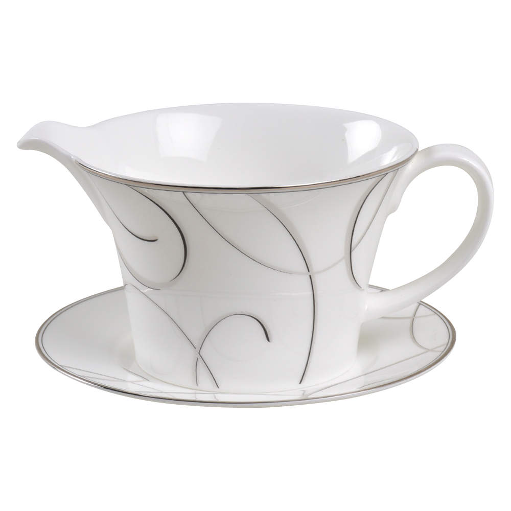 Elegant Swirl Gravy Boat & Underplate by Nikko-1