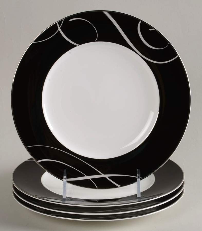 Elegant Swirl Accent Luncheon Plate - Set of 4 by Nikko-1