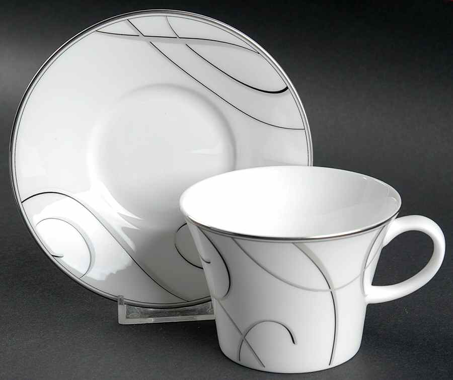 Elegant Swirl Flat Cup & Saucer Set by Nikko-1