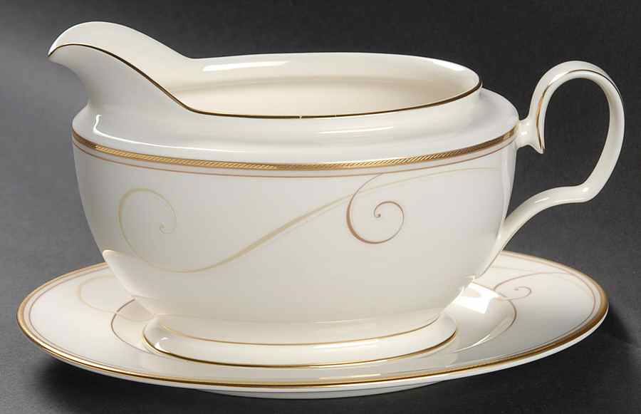 Golden Wave Gravy Boat & Underplate/Relish by Noritake-1