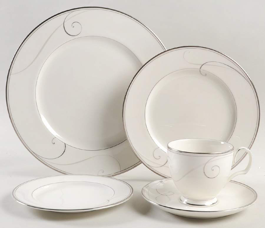 Platinum Wave 5 Piece Place Setting by Noritake-1
