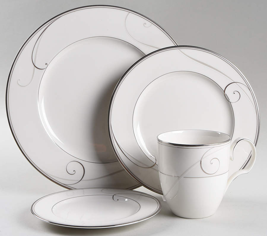 Platinum Wave 4 Piece Place Setting by Noritake-1