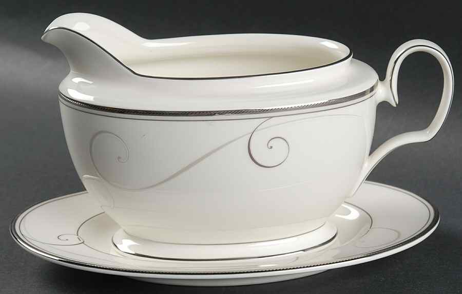 Platinum Wave Gravy Boat & Underplate by Noritake-1