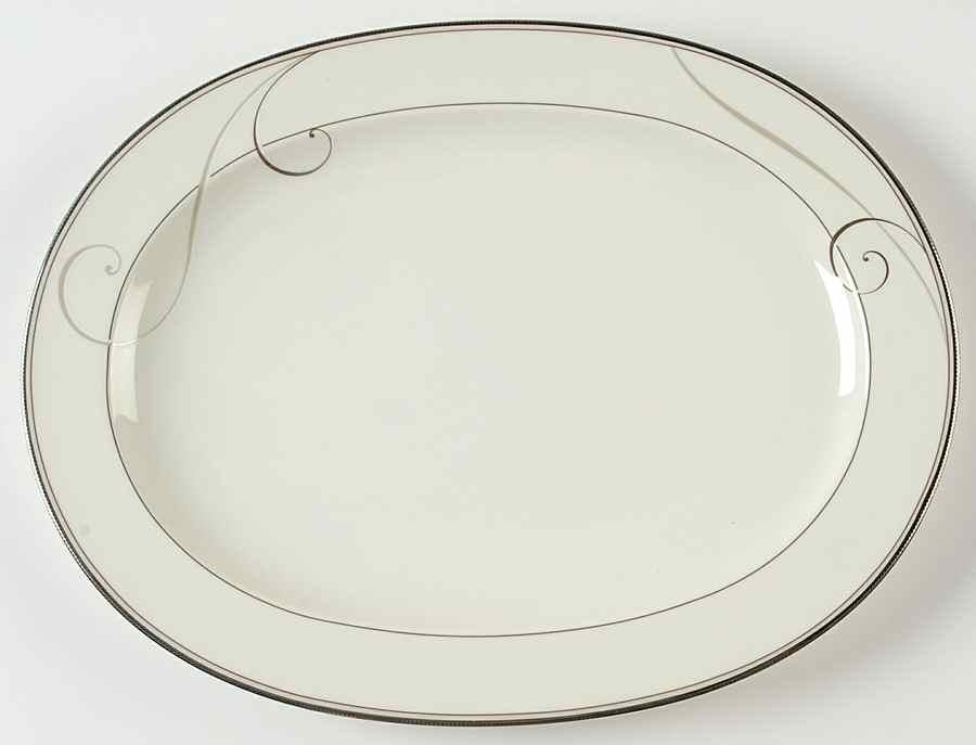 Platinum Wave 14" Oval Serving Platter by Noritake-1