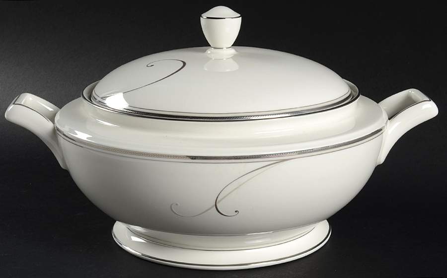 Platinum Wave Round Covered Vegetable by Noritake-1