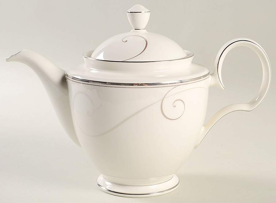 Platinum Wave Tea/Coffee Pot & Lid by Noritake-1