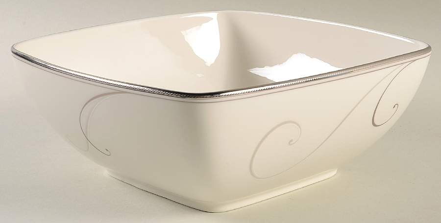Platinum Wave 8" Square Vegetable Bowl by Noritake-1