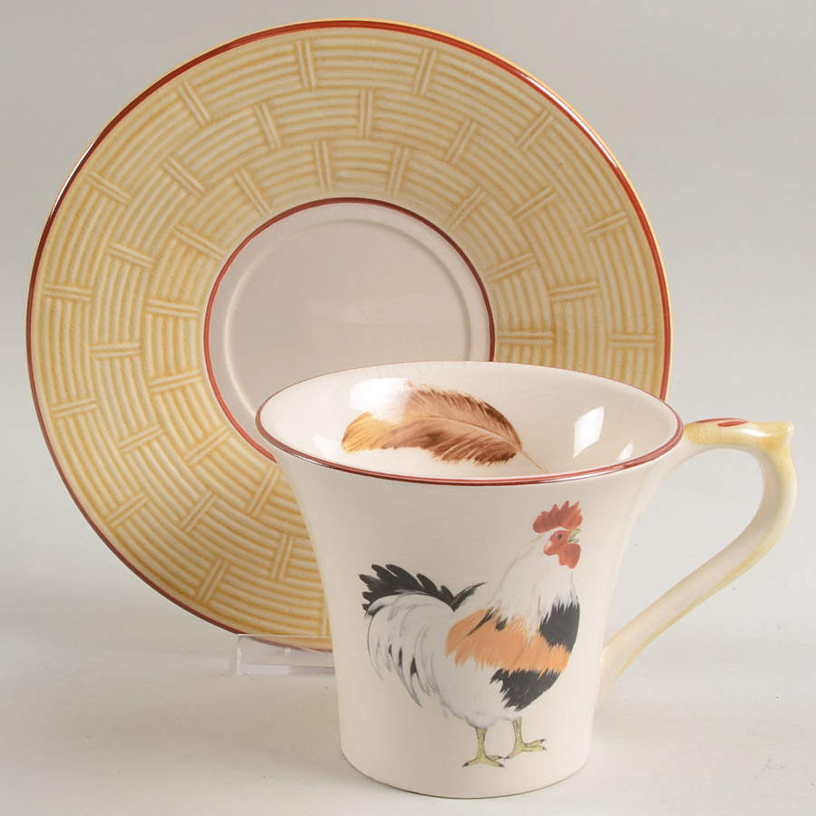 Cour Normandie Golden Straw Flat Cup & Saucer Set by Niderviller (France)-1