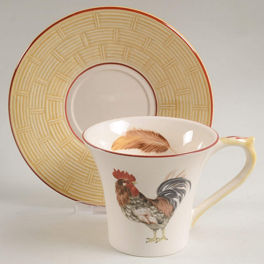 Cour Normandie Golden Straw Flat Cup & Saucer Set by Niderviller (France)-1