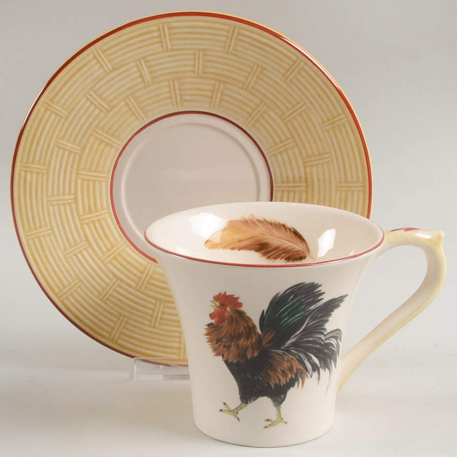 Cour Normandie Golden Straw Flat Cup & Saucer Set by Niderviller (France)-1