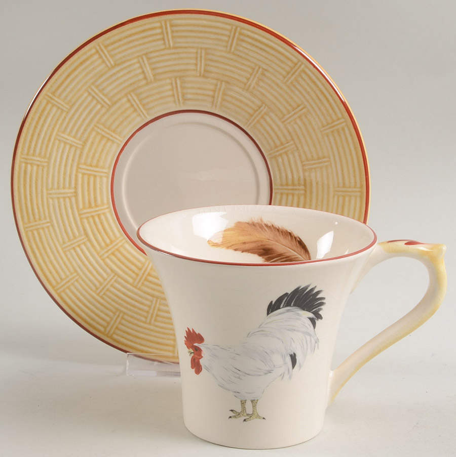 Cour Normandie Golden Straw Flat Cup & Saucer Set by Niderviller (France)-1