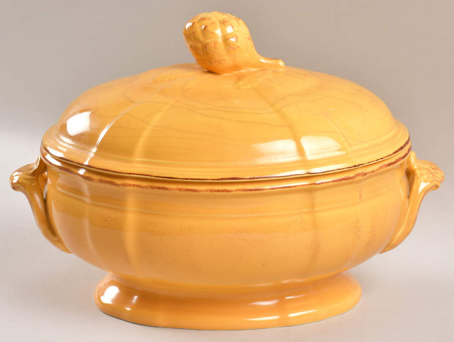 Maintenon Patine Yellow Tureen &  Lid by Niderviller (France)-1