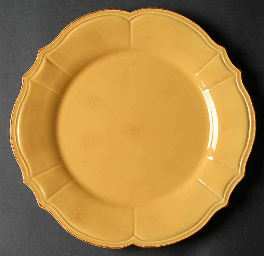 Maintenon Patine Yellow Dinner Plate by Niderviller (France)-1