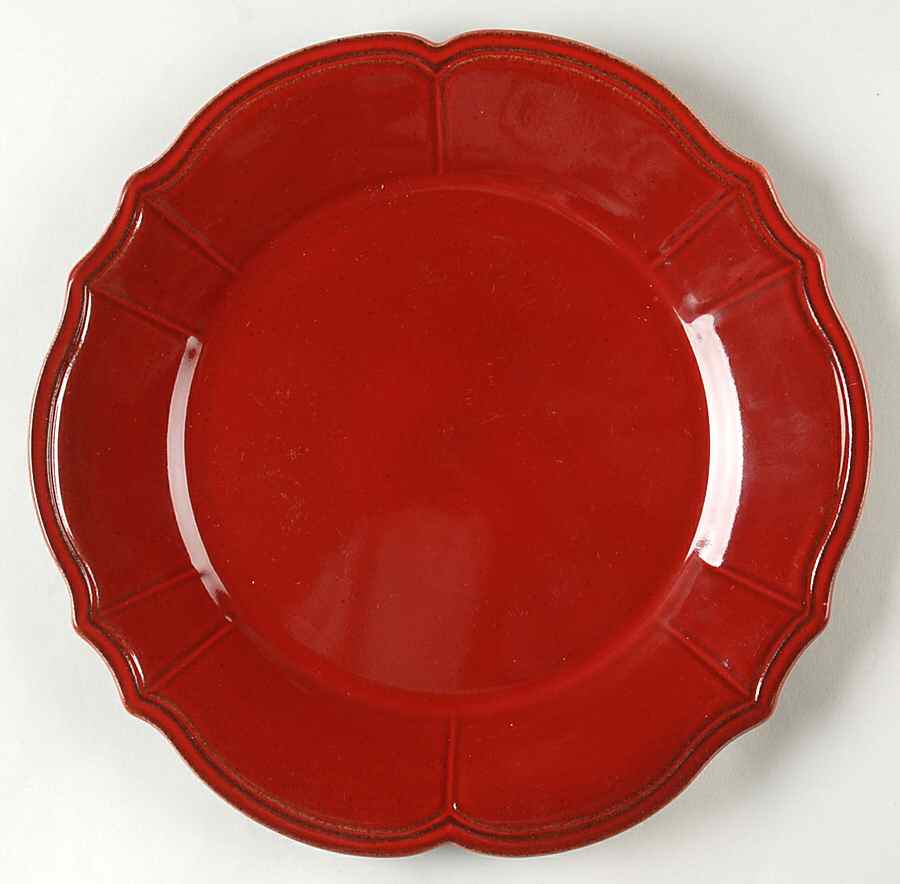 Maintenon Patine Red on Black Dinner Plate by Niderviller (France)-1