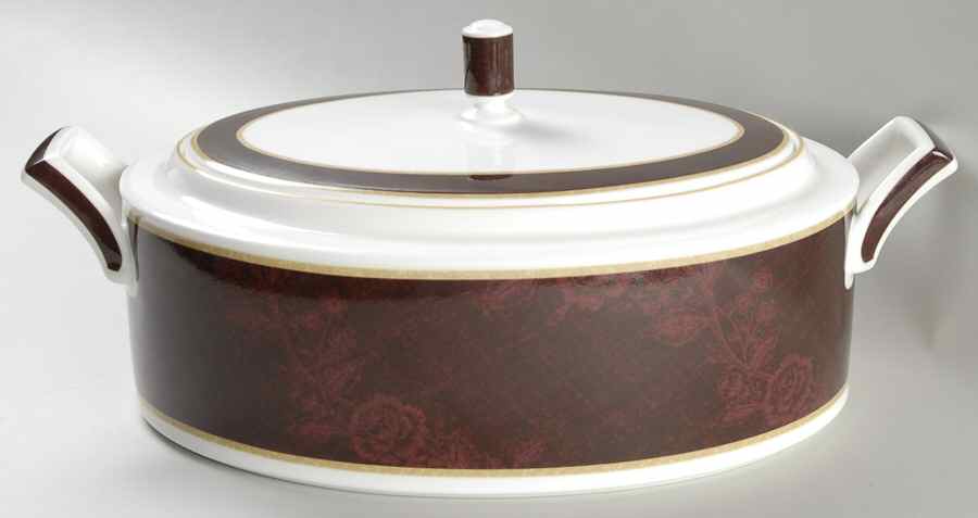 Mahogany Rose Oval Covered Vegetable by Noritake-1