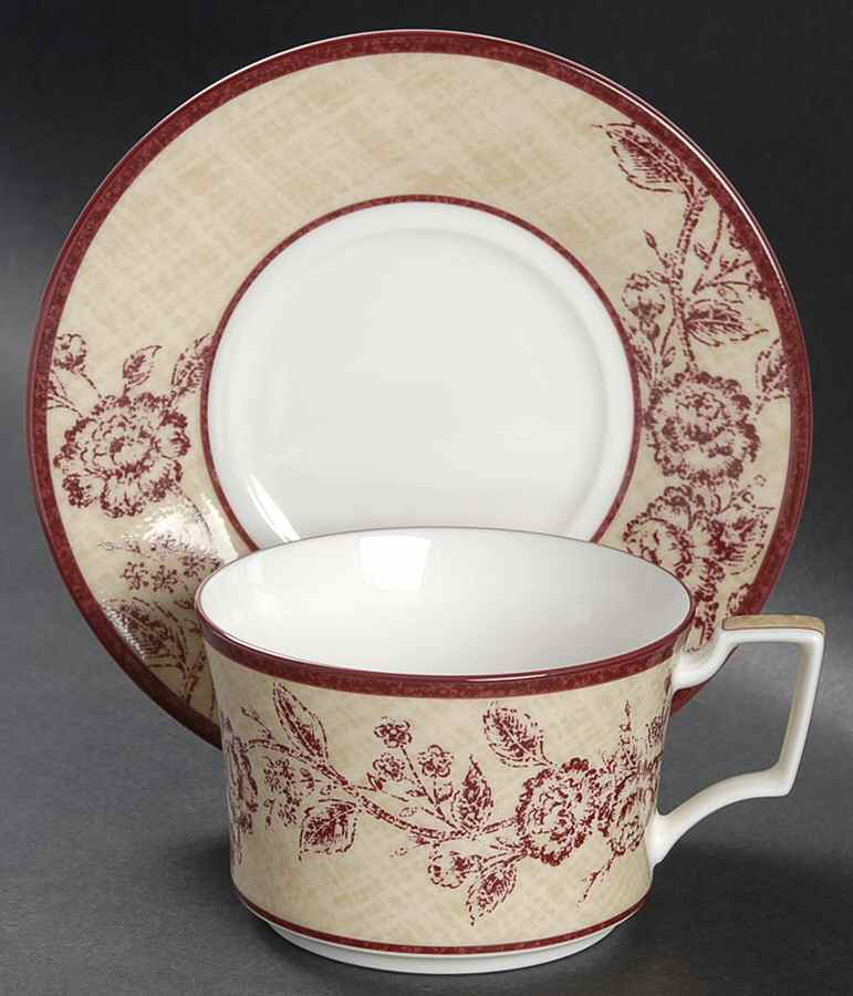 Tapestry Rose Flat Cup & Saucer Set by Noritake-1