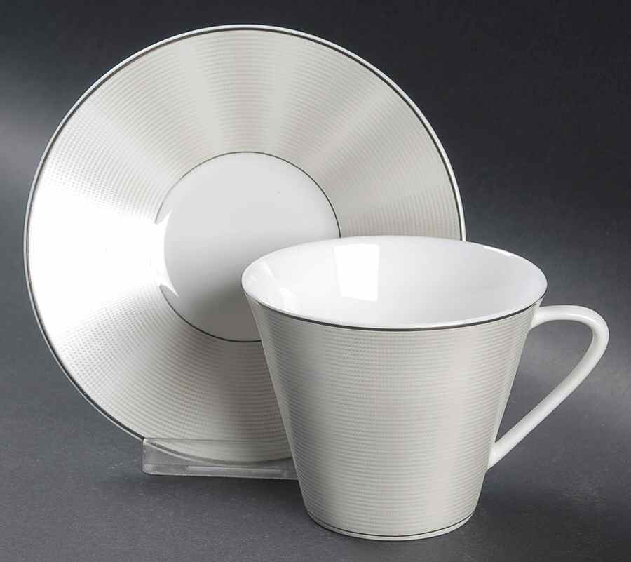 Silk Platinum Flat Cup & Saucer Set by Nikko-1