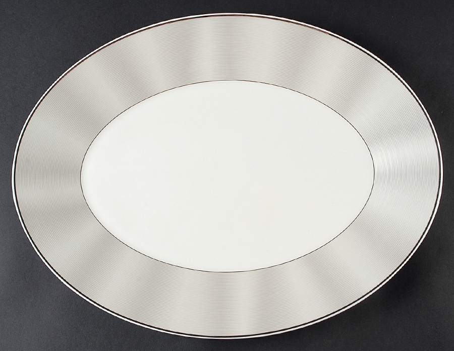 Silk Platinum 15" Oval Serving Platter by Nikko-1
