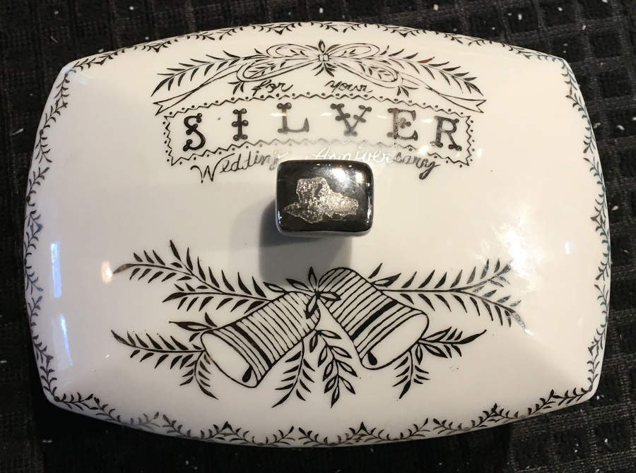 Silver Anniversary 6" Footed Candy Box & Lid by Norcrest-1
