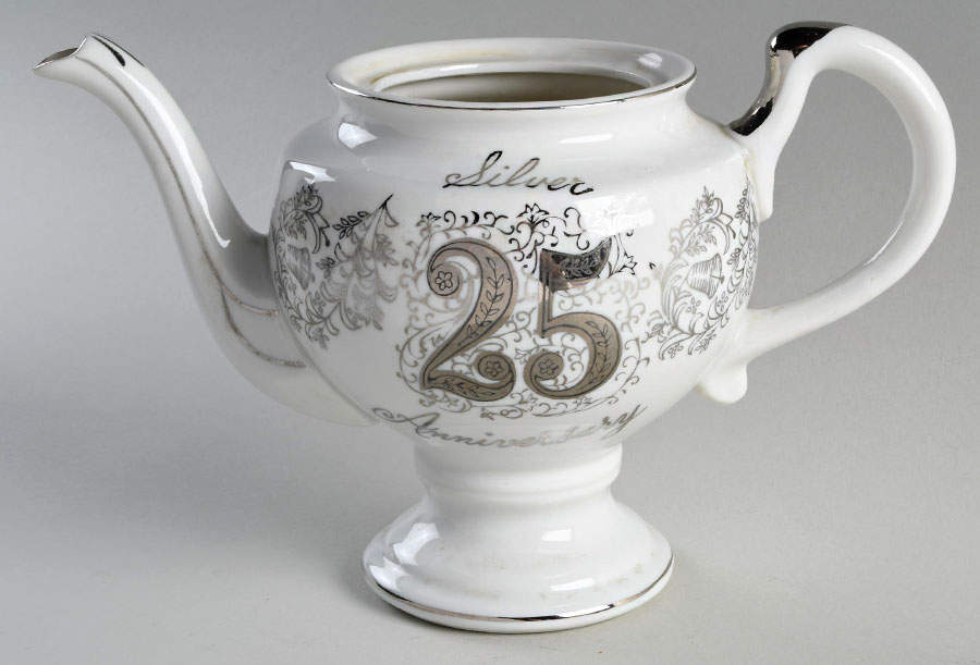 Silver Anniversary Teapot No Lid by Norcrest-1