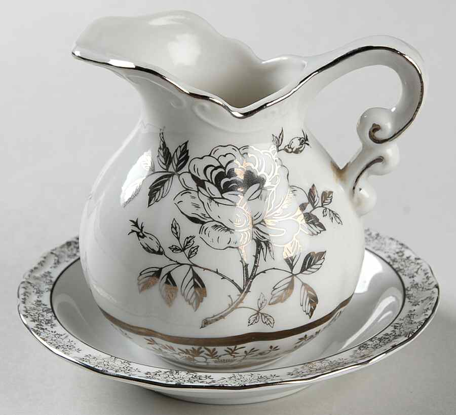 Silver Anniversary Miniature Pitcher and Bowl Set by Norcrest-1