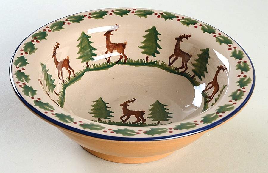 Holiday Reindeer Rim Soup Bowl by Nicholas Mosse-1