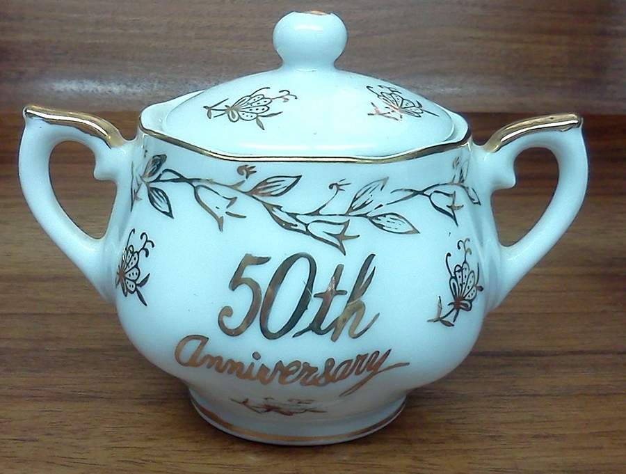50th Anniversary Sugar Bowl & Lid by Norcrest-1