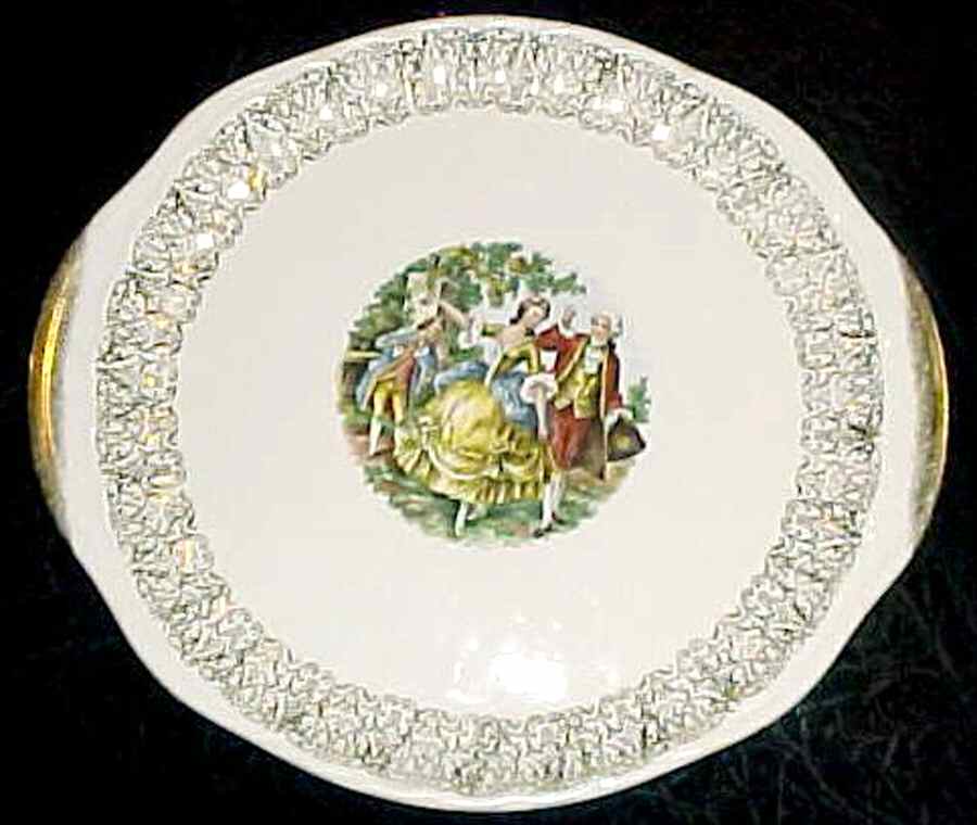 Golden Colonial Handled Cake Plate by Nasco China (USA)-1