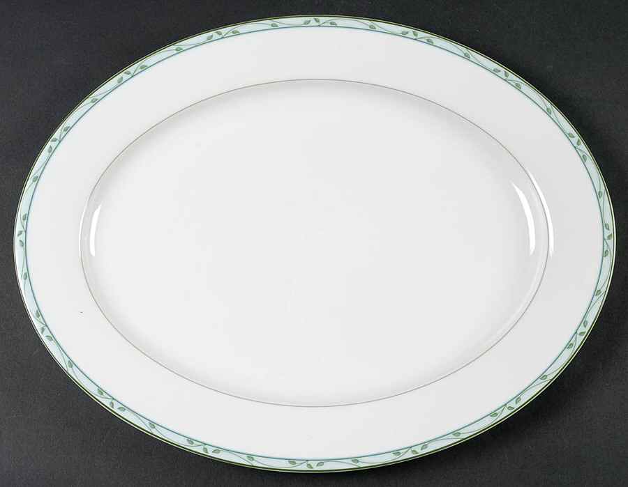 Perennial Green 14" Oval Serving Platter by Nikko-1