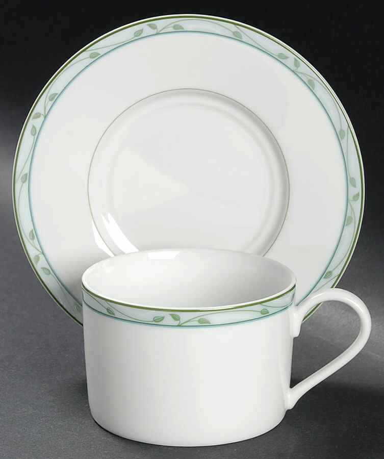 Perennial Green Flat Cup & Saucer Set by Nikko-1