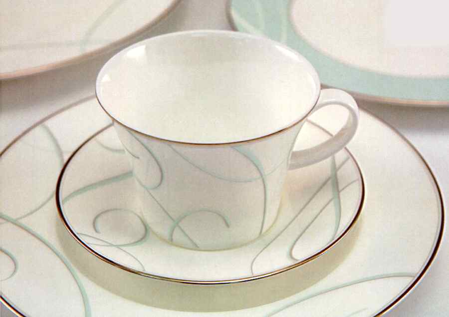 Mint Swirl Flat Cup & Saucer Set by Nikko-1