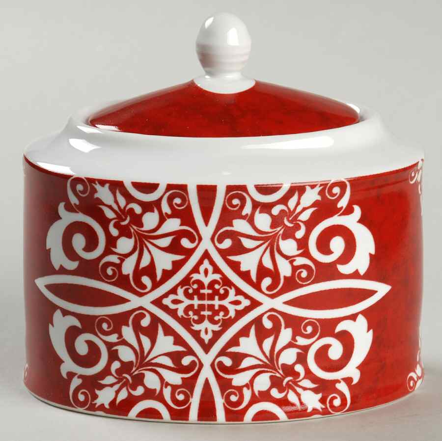 Morrocan Red Sugar Bowl & Lid by Noble Excellence-1