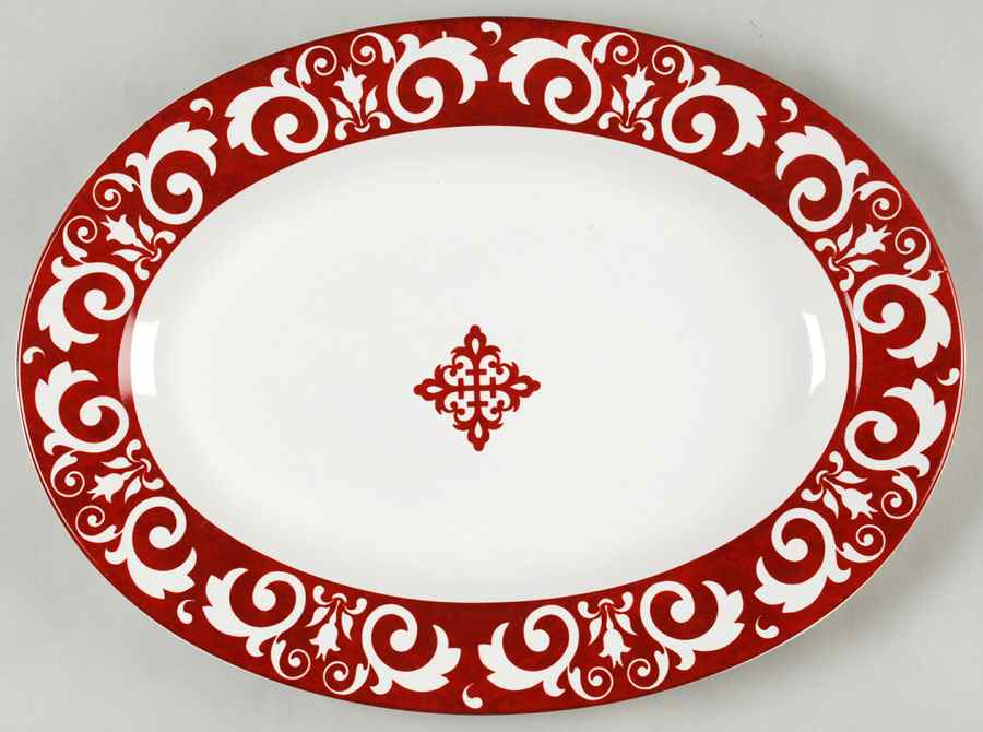 Morrocan Red 14" Oval Serving Platter by Noble Excellence-1