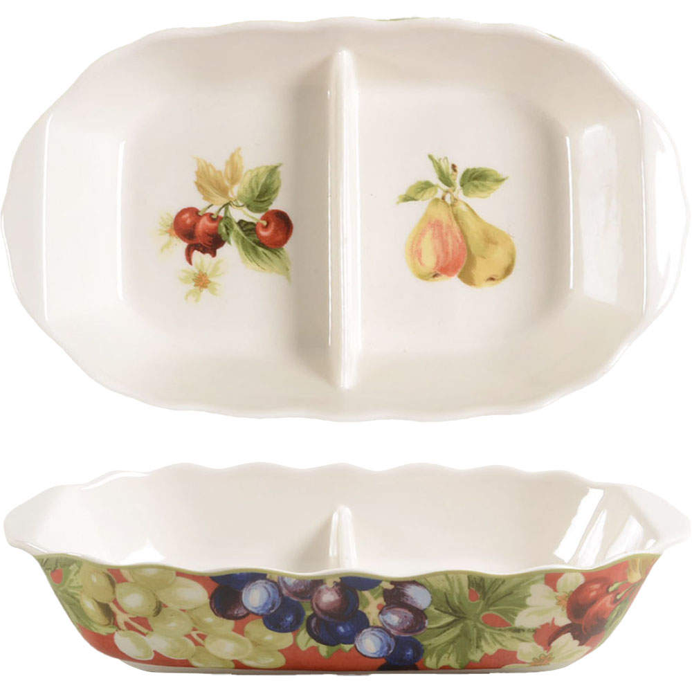 Fruit Amore 11" Oval Divided Vegetable Bowl by Noble Excellence-1