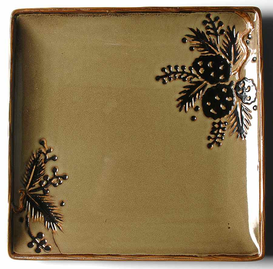 Northwoods Green 12" Square Serving Platter by North Pole Trading Co.-1