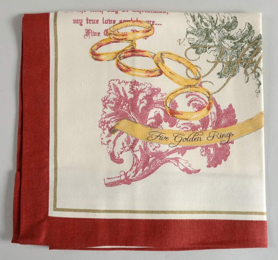 12 Days of Christmas (Gold Scrolls, No Trim) Cloth Napkin by Noble Excellence-1