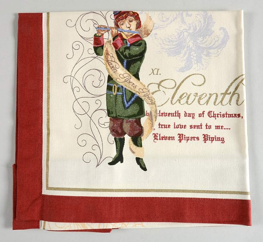 12 Days of Christmas (Gold Scrolls, No Trim) Cloth Napkin by Noble Excellence-1