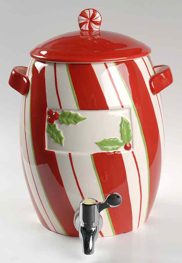 Holiday Peppermint Beverage Crock & Lid by North Pole Trading Co.-1