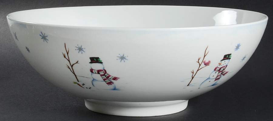 Building a Snowman 11" Round Serving Bowl by Noble Excellence-1