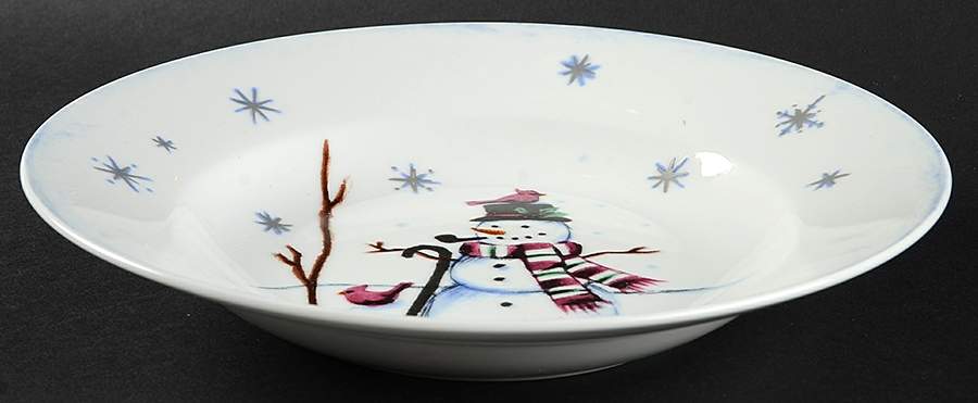 Building a Snowman Large Rim Soup Bowl by Noble Excellence-1