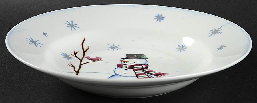 Building a Snowman Large Rim Soup Bowl by Noble Excellence-1