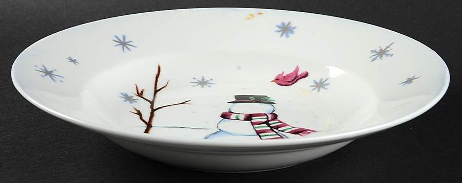 Building a Snowman Large Rim Soup Bowl by Noble Excellence-1