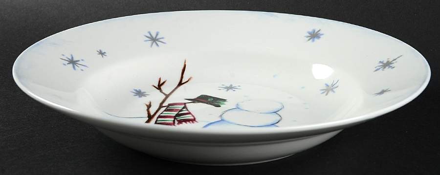 Building a Snowman Large Rim Soup Bowl by Noble Excellence-1