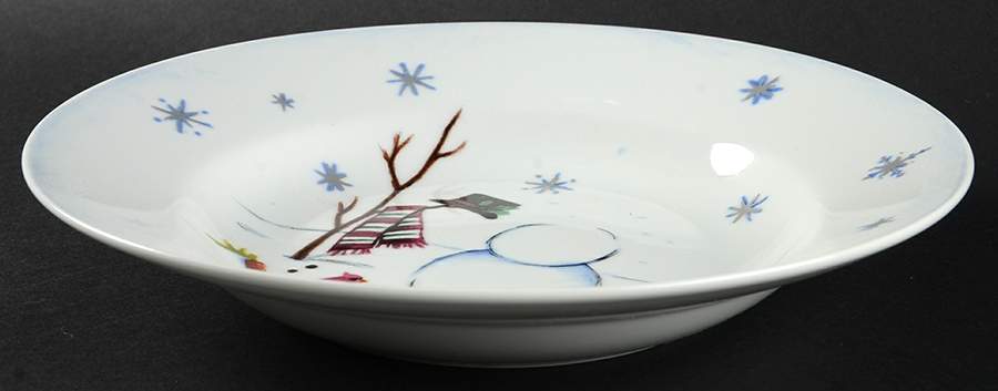 Building a Snowman Large Rim Soup Bowl by Noble Excellence-1