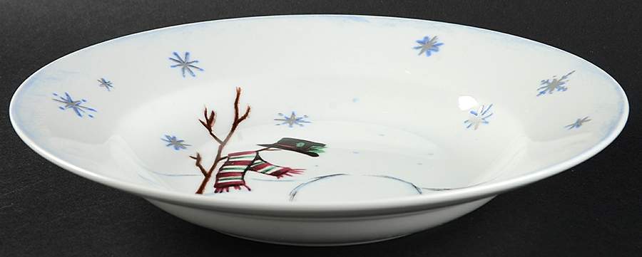 Building a Snowman Large Rim Soup Bowl by Noble Excellence-1