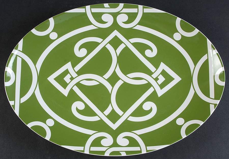 Pathways Green 14" Oval Serving Platter by Noble Excellence-1