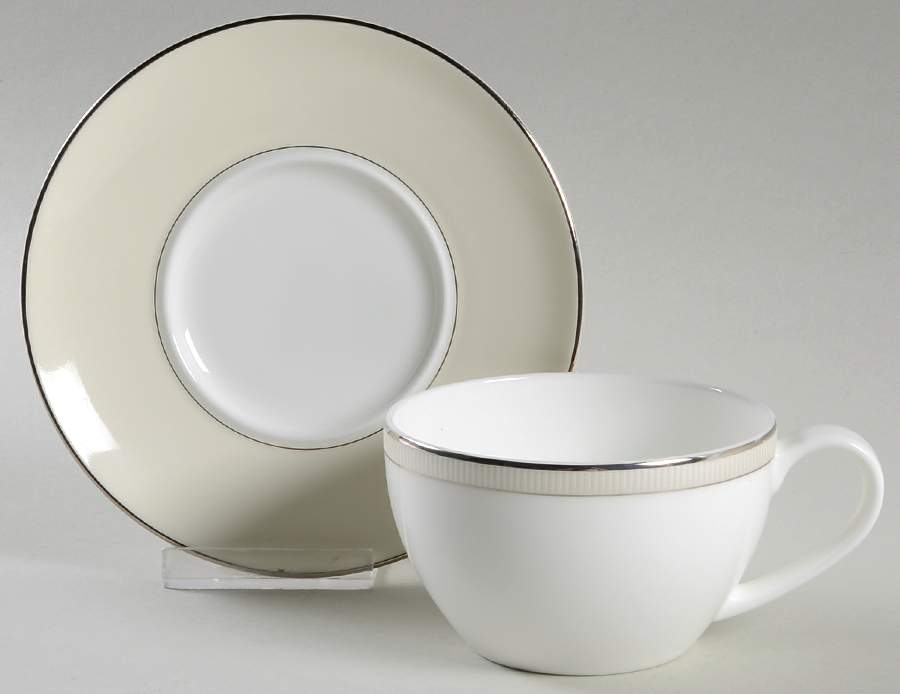 Kensington Pearl Flat Cup & Saucer Set by Nikko-1