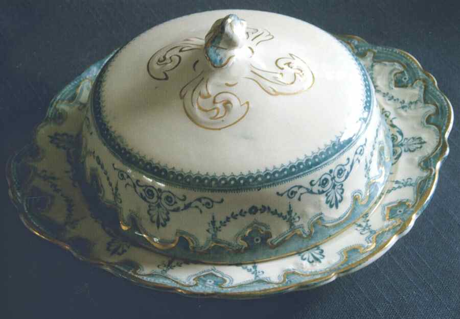 Portsmouth Blue Green Round Covered Butter by New Wharf-1